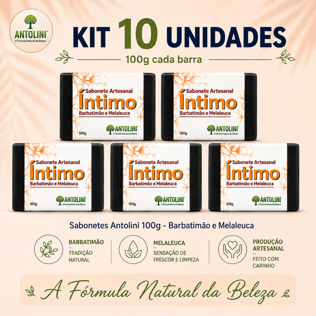 Kit 10 Sabonetes Barbatimão Glicerinado Melaleuca 100g