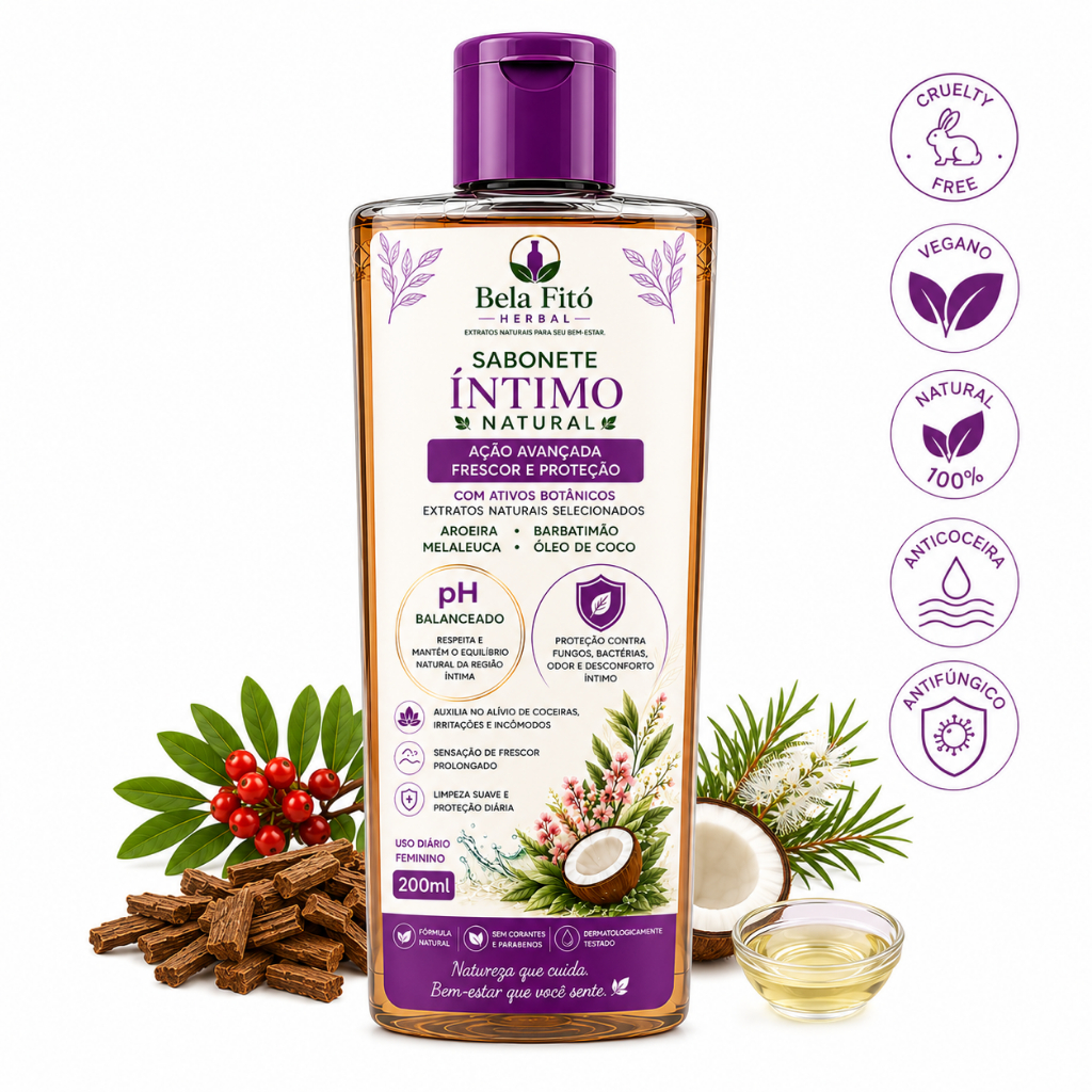 Sabonetes Íntimos Natural 250ml Coceira Candidíase Bela Fito Aroeira Refrescante Melaleuca Barbatimão
