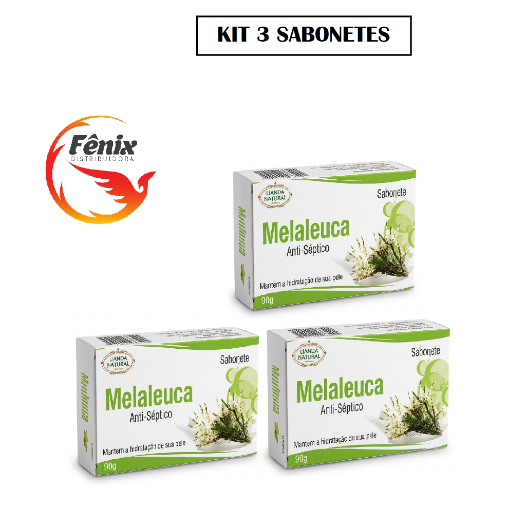 Kit 3 Sabonetes de Melaleuca 90g Hidratante Antibacteriano Antifúngicas Anti-inflamatórias Natural