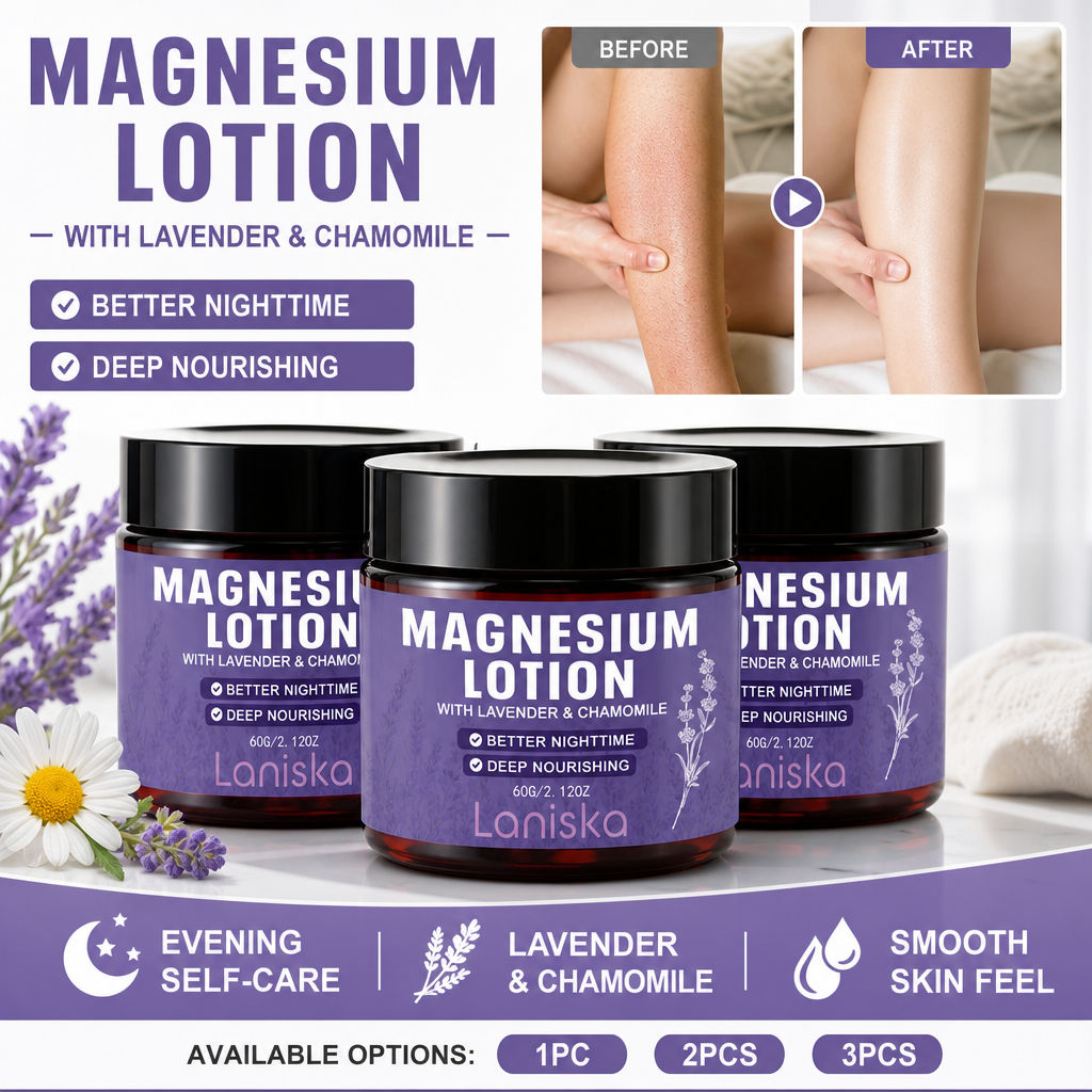 Creme de Magnésio para o Sono Profissional 60g | Lavanda & Camomila | Hidratante Corporal Noturno para Pele Calma