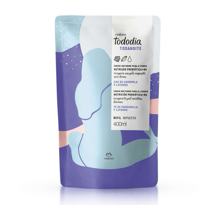 Refil Creme Noturno camomila desodorante hidratante Para o Corpo Tododia Todanoite 400 ml