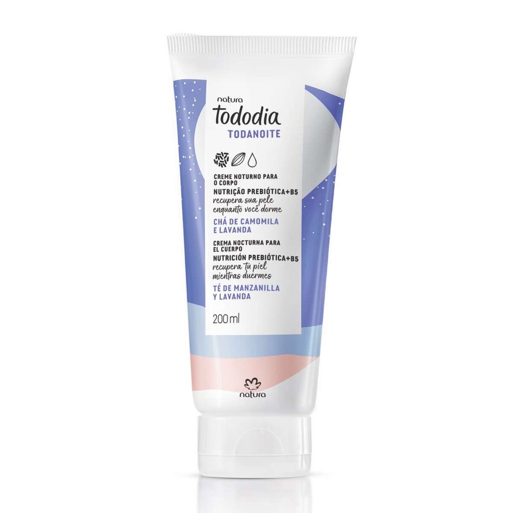 CREME NOTURNO PARA O CORPO TODODIA TODANOITE CHA DE CAMOMILA E LAVANDA NATURA 200ML