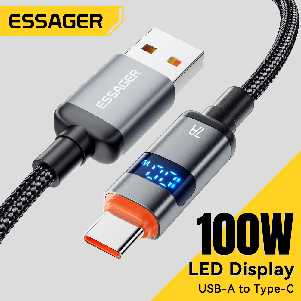 Essager Cabo USB-C para USB-C 100W 5A PD Carregamento Rápido Display Para Macbook Laptop iPad Xiaomi iPhone 15