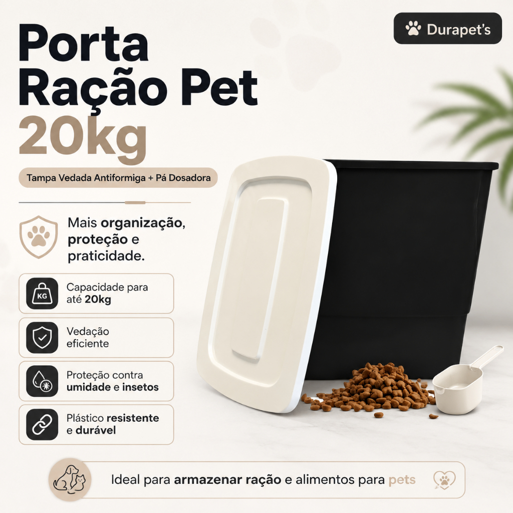 Porta Ração Pote 20kg Container Tampa Vedada Antiformiga Pet Cachorro Gato Envio Imediato