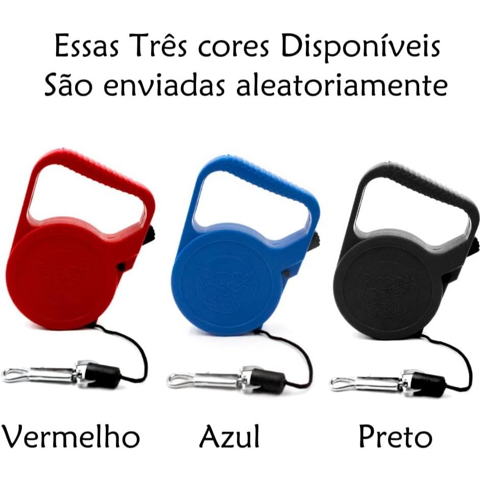 Guia Retrátil 3 Metros para Coleira e Passeio Cães Cachorros Gatos Até 20kg Cor Sortida