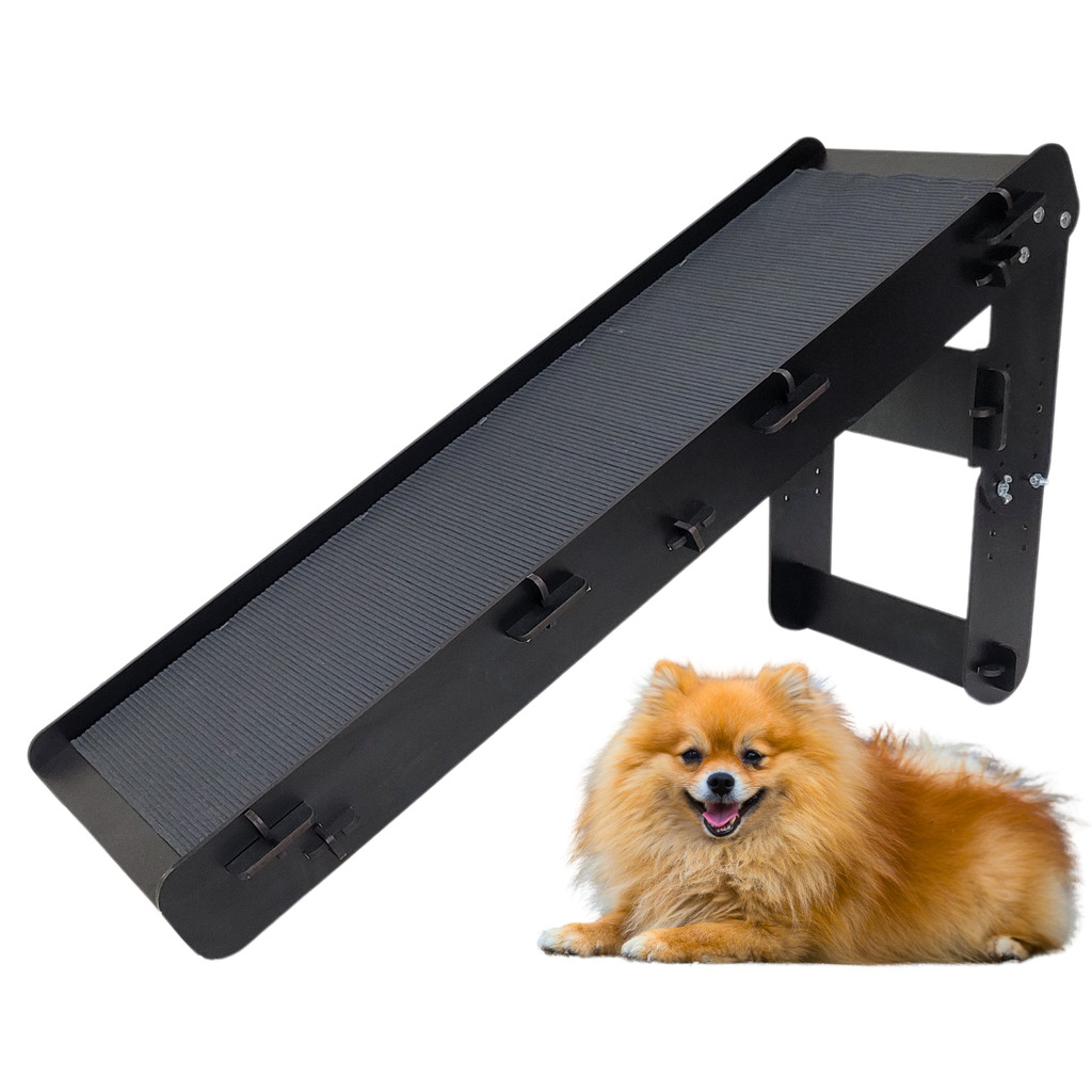 Rampa Pet Regulável Cachorro Gato até 20kg Preta Borracha Antiderrapante