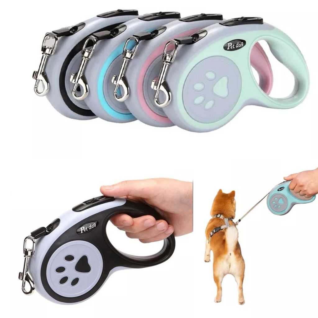 Guia Retrátil Pet 3 Metros - Coleira para Cachorros e Gatos até 20kg com Ajuste de Tamanho