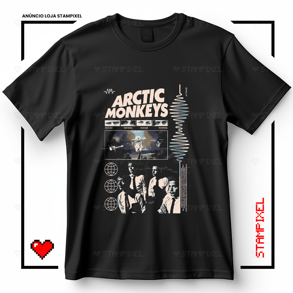Camiseta Unissex Arctic Monkeys Alex Matt Jamie Nick Blusa De Banda Rock Streetwear T-shirt Camisa 100% Algodão