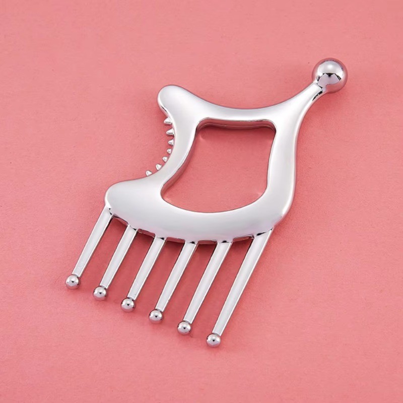 Multi-Funcional 5 Dedos Meridiano Couro Cabeludo Massagem Pente Cabeça Terapia Facial Gua Sha Raspagem Placa Ombro Pesco