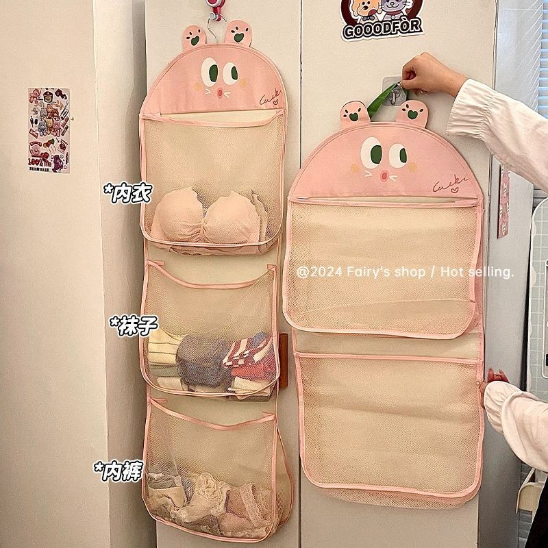 Saco de armazenamento de meias de roupa interior pendurado bonito Multi-camada organizador saco dormitório doméstico gua