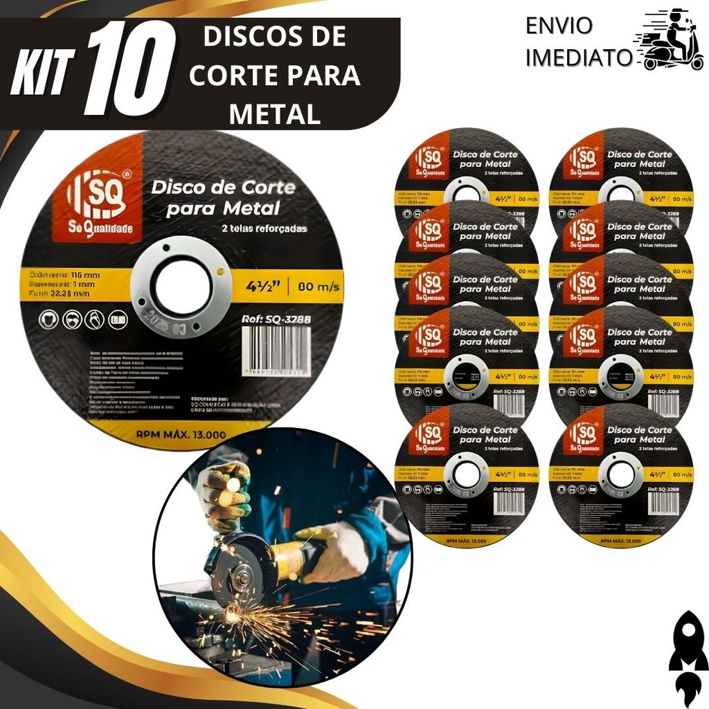 Disco Corte Fino 115mm Kit 10/6/4/3/2 para Metal Melhor Custo Benefício Corte Rápido Preciso