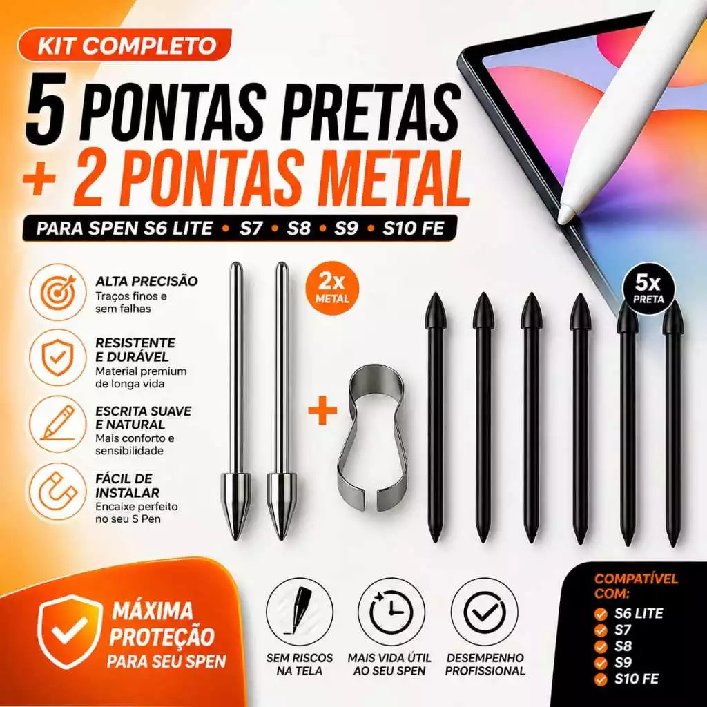 Ponta Metal Para Caneta S Pen Samsung Tab S6 S7 Lite S9 Fe melhor preço