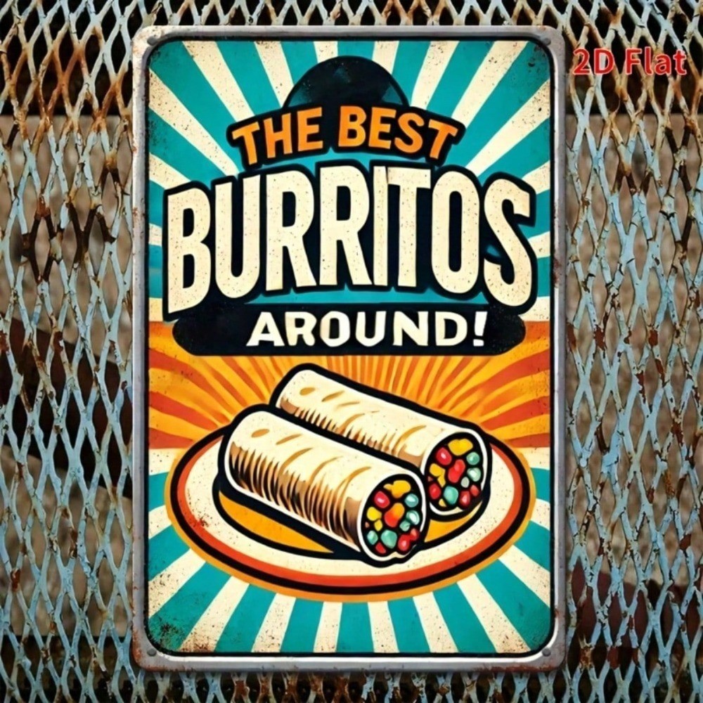 CIFbuy Placa De Metal De Páscoa Vintage Os Melhores Burritos Em Torno De Sinal Decoração Rústica De Parede De Comida Mex