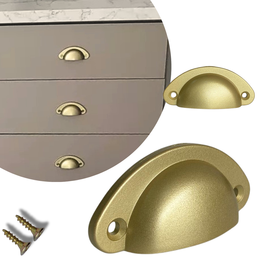 Kit 12 Puxador Concha Dourado, para Gavetas, Armários, Móveis no Geral, Resistente no Melhor Metal