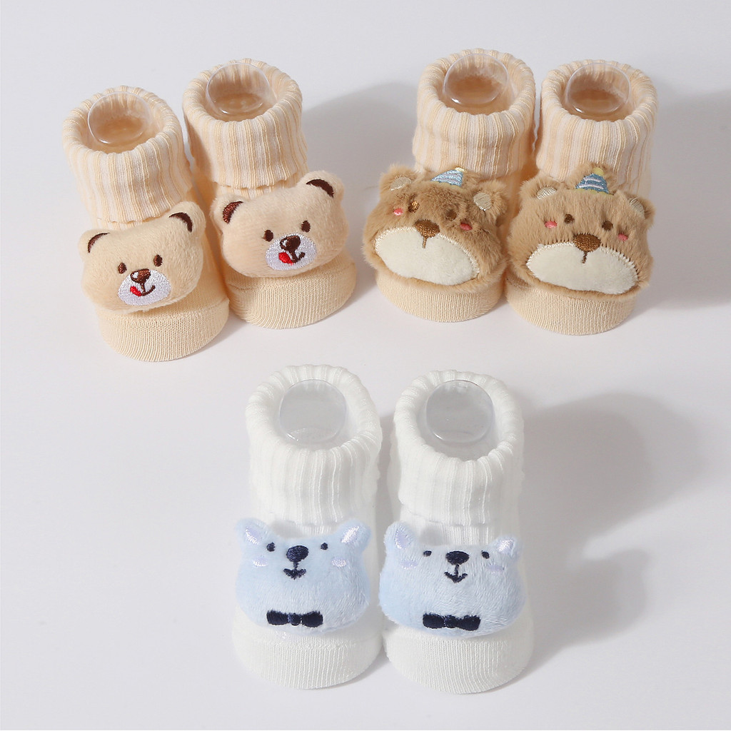 Elasticated Socks For Babies Cartoon Knitted Autumn Winter Boys Newborn Girls Supplies Doll Bear Toddler 0-18 Months