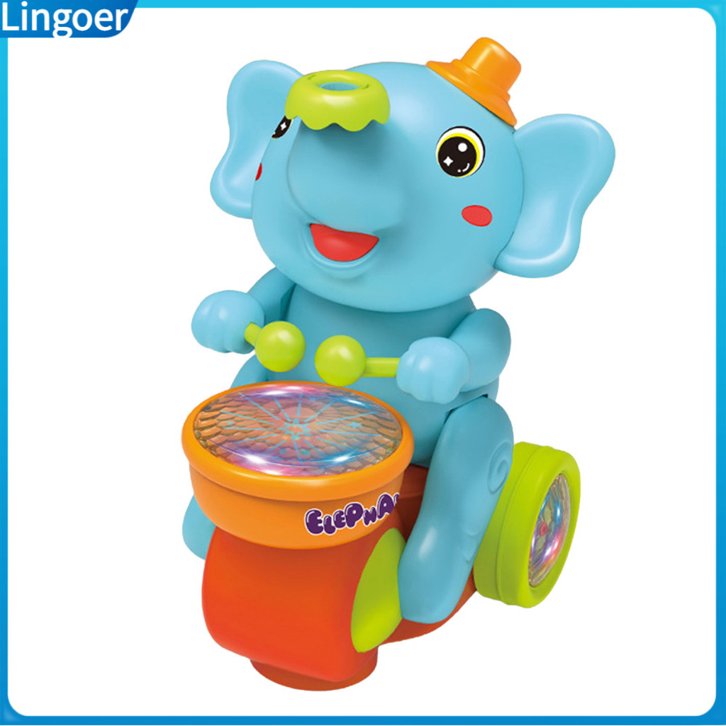 Baby Drumming Elephant Toy with Music Lights Walking Ball – Early Educational for 6-12 Months Infants Toddlers Boys Gi