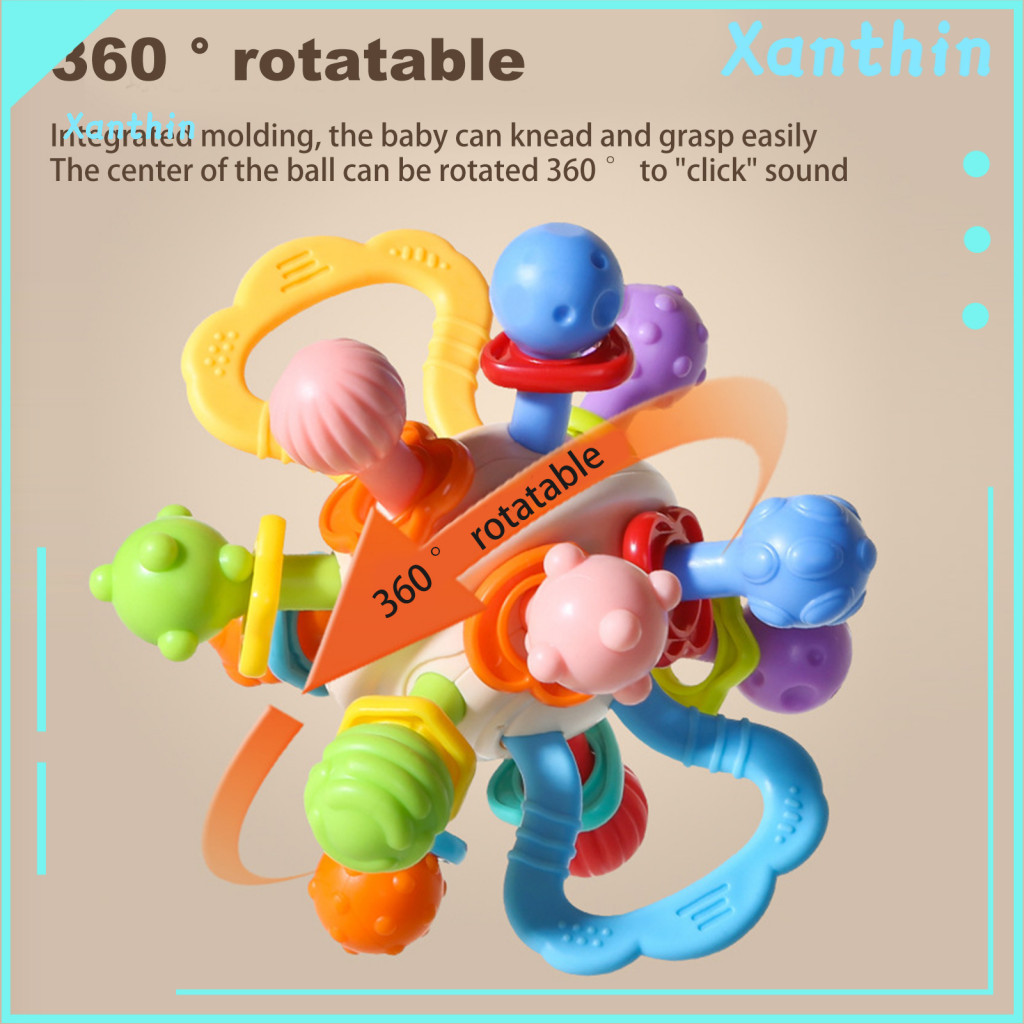 Teething Toys for 0-6 Months Baby Grasping Ball Toy for 0-12 Bpa Free Rattle Montessori Developmental Multi-sensory Lear
