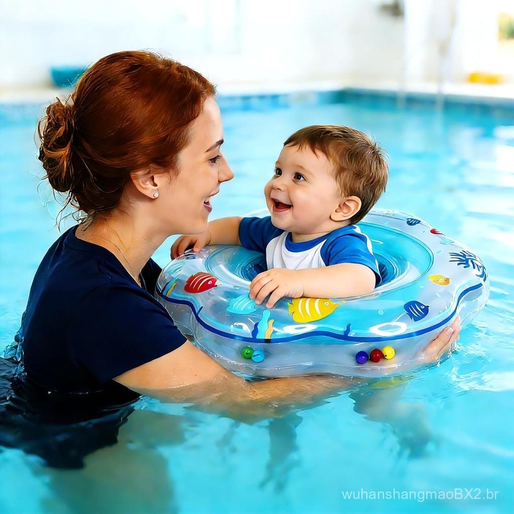 Inflatable Baby Pool Float for Age 6-12 Months with Double Airbag & Safe Seat, Infant Toddler Pool Float for Swim Traini
