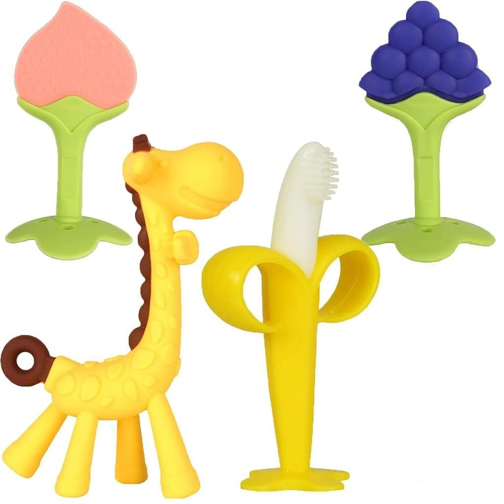 Baby Teething Toys 3-6 Months, Baby Chew Teether Freezer BPA Free, Babies Teething Relief for Infants, Banana Toothbrush