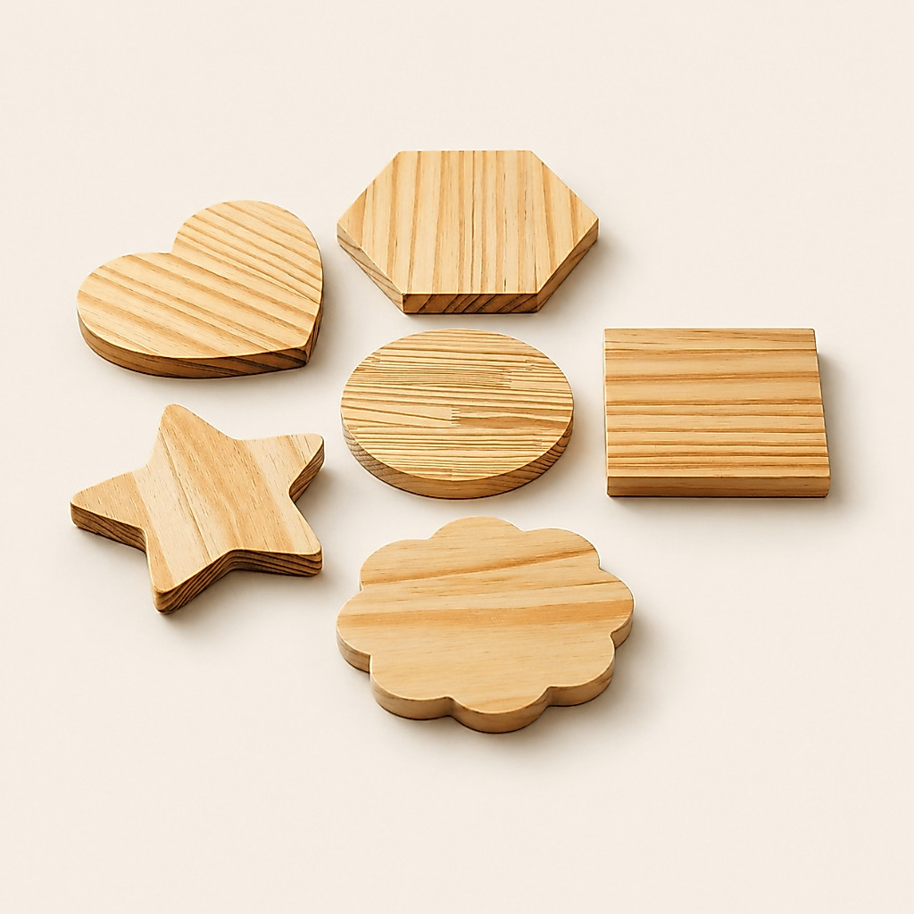 Kit Porta Copos Madeira Pinus Formato Coração Frases Mesa Posta Decoração Artesanato Dia das Mães