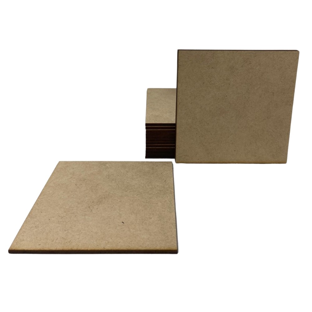 Kit Com 100 Bolachas 8 cm Quadrado Placa Chapa MDF 3mm