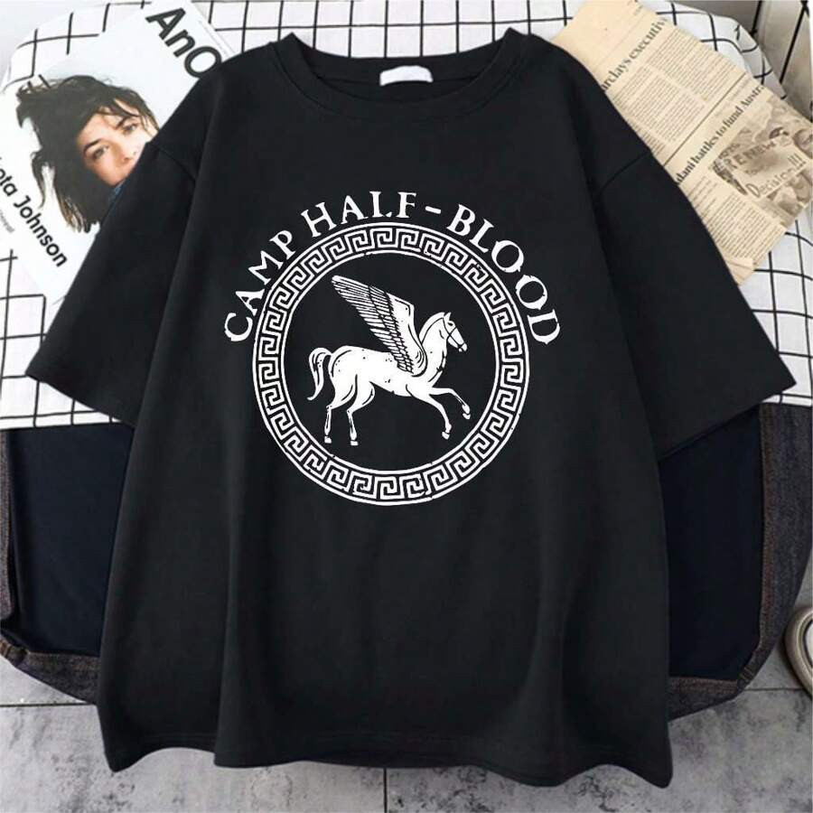 Camiseta Oversized Masculina Feminina Unissex Com Estampa Camp Half Blood T-shirt Streetwear