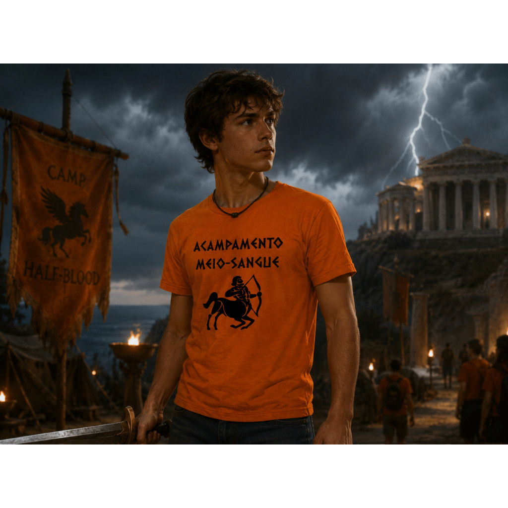 Camiseta Acampamento Meio Sangue Percy Jackson Camisa Camp Half Blood