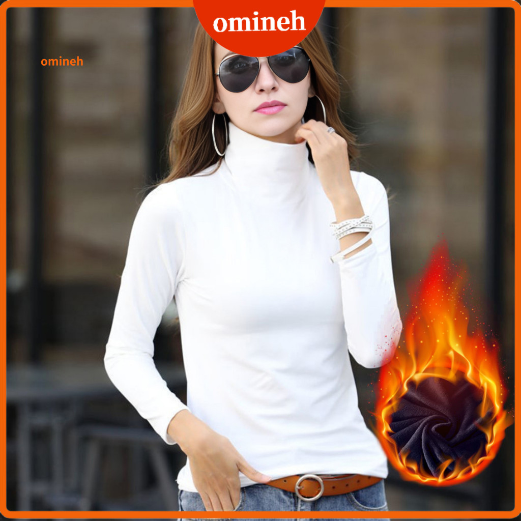Elastic Tops Women Top Women’s Slim Fit Long Sleeve Pullover Half-high Collar Thickened Warm Base Layer for Autumn Win