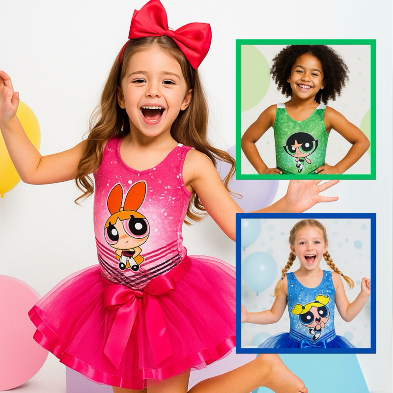 Body Collant Infantil Menina Superpoderosas | Lindinha | Florzinha | Docinho| Fantasia Carnaval Festa