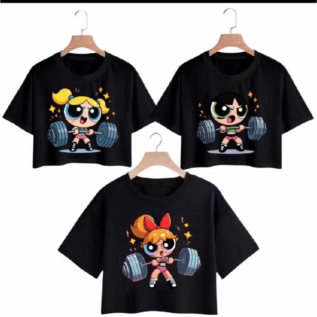 Kit 3 Cropped Feminino Estampado Academia Fitness Gym Dia a Dia Lindinha As Meninas Super Poderosas Kit