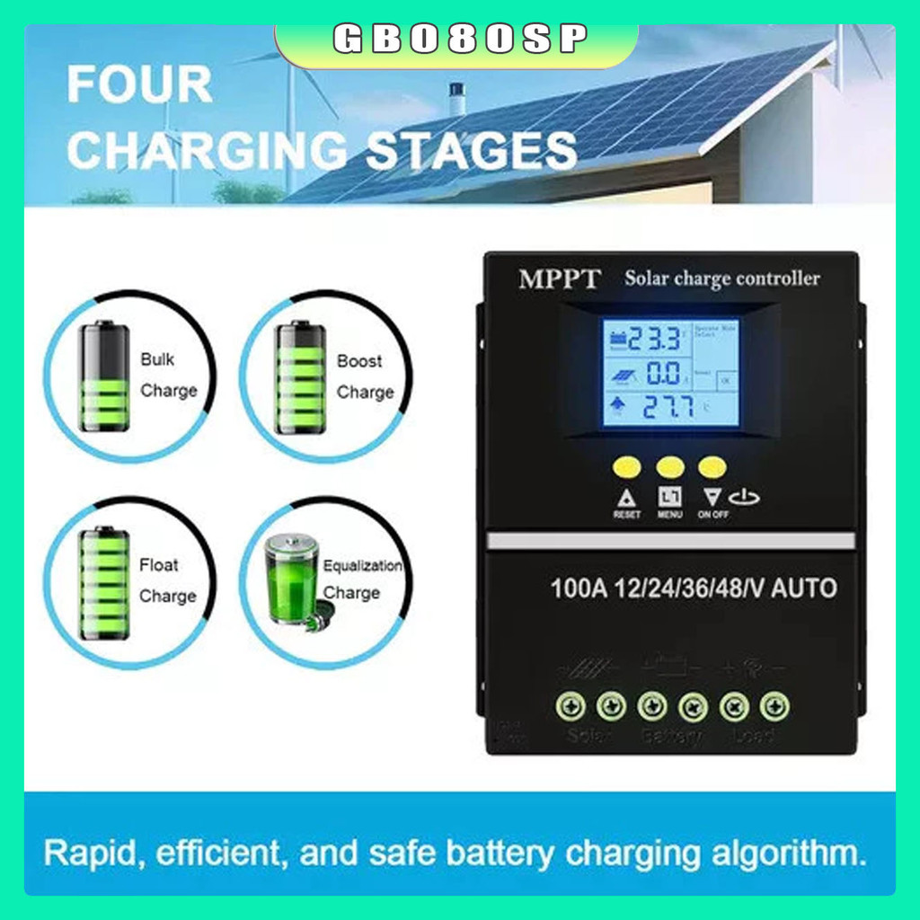 Controlador De Carga Solar 100a Regulador Mppt 12/24/36/48v Iluminação Pública controlador