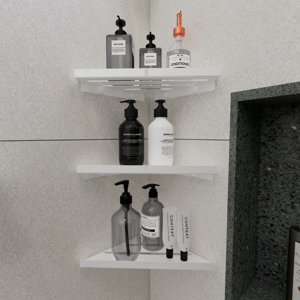 Porta Shampoo Sabonete Suporte Canto Parede Banheiro Branco