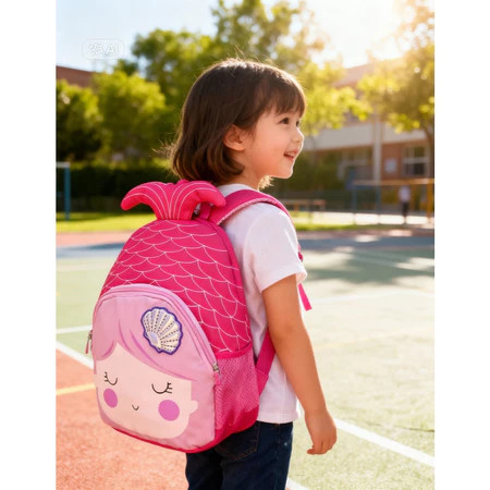 Mini Mochila Sereia Passeio Escola Material Rosa Personagem Leva Caderno Bolsa Roupa Celular Garrafa