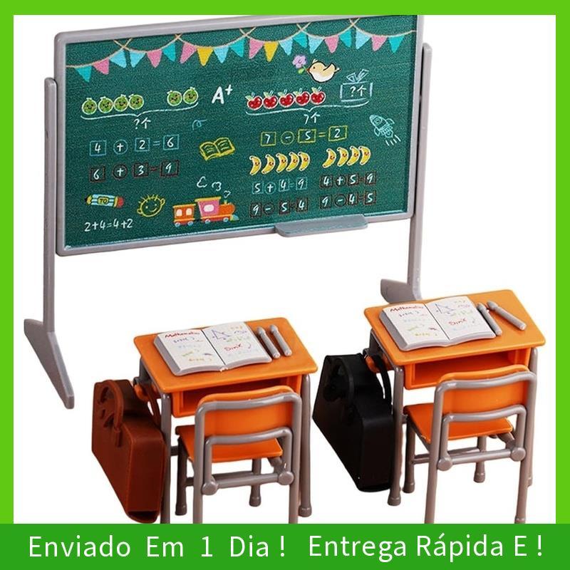 - joyce Conjunto De Mini Materiais De Estudo Com 13 Peças , Incluindo Mesas , Cadeiras , Mochilas , Quadro Negros E Livr