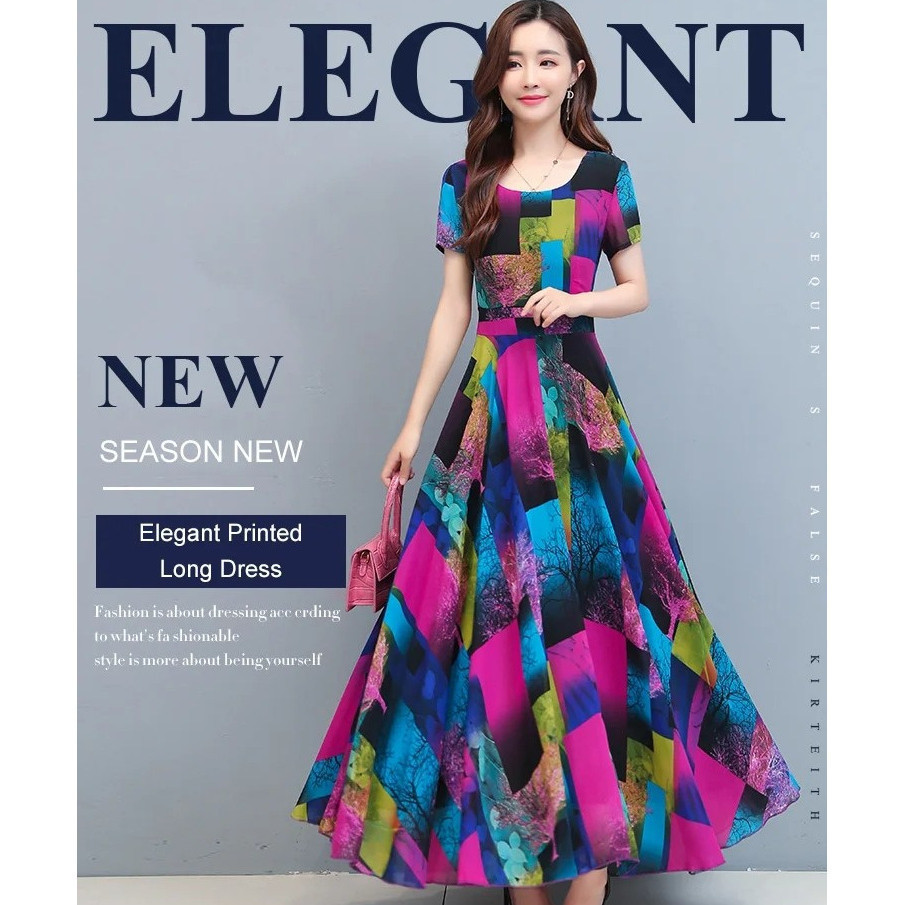 【Ajuste Slim】[Elegant Look] Hot Sale [Lightweight Summer Wear] [Korean Style] Slim Fit Floral Print Korean A-Line Dress/