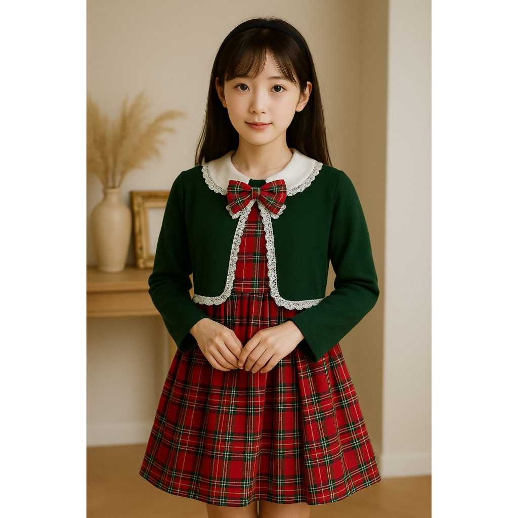 UP-DRESS X-MAS Crianças Coreanas TKK 2IN1/Idade 5-10 Anos/Vestido De Natal/Moda Infantil Mais Recente