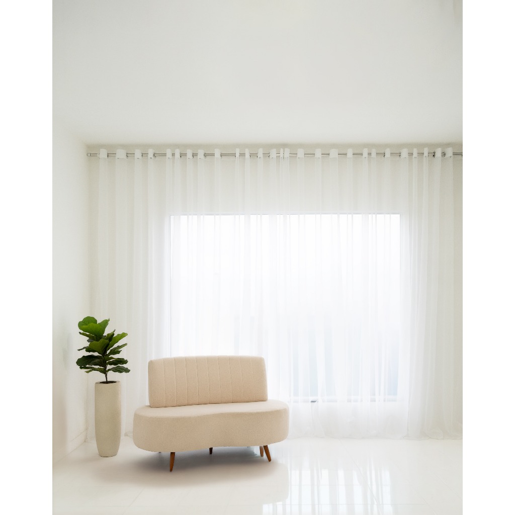 Cortina Paola Em Tecido Transparente Voil 14 x 2,70 - Para Quarto/Sala e Escritório