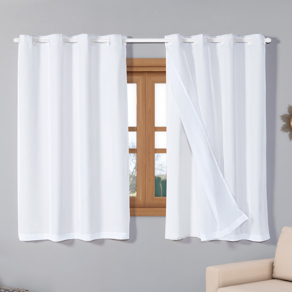 Cortina com Tecido e Voil Semi Blackout Para Sala Quarto Apartamento Classic Luxo
