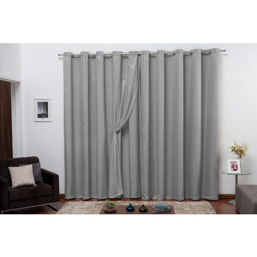Cortina Blackout Em Tecido Com Voil 2,80x1,50 Sala E Quarto