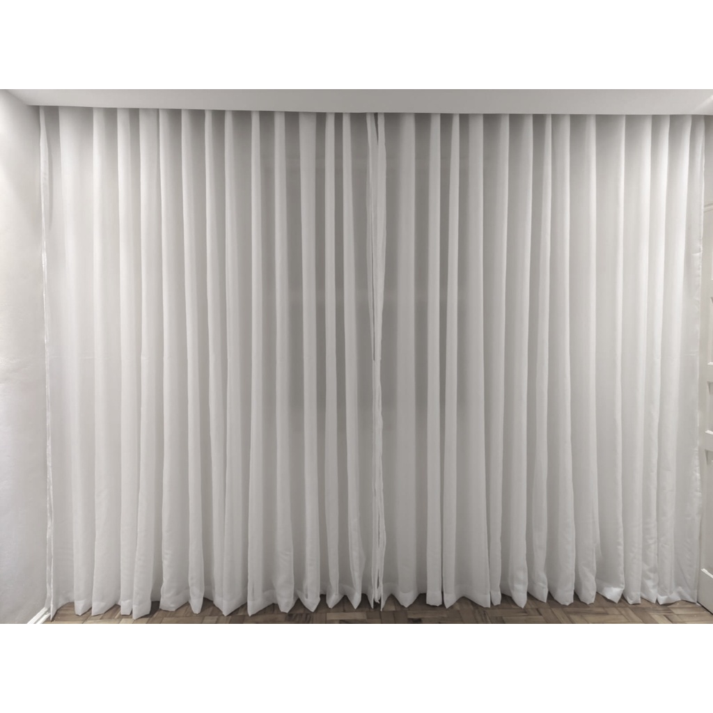 Cortina De Voil C/ Forro Blackout Em Tecido 2,00x2,20 Sala E Quarto
