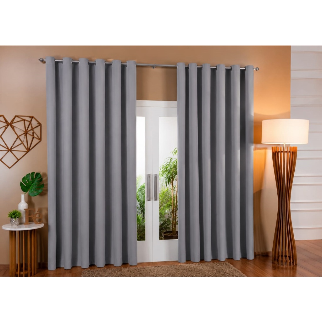 Cortina Porta Balcão Blackout Em Tecido 2,00x2,60 Sala E Quarto