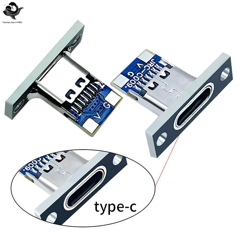 PFG 5 Peças USB 3.1 Tipo C Soet Com Placa De Fixação De Parafuso-Ja 3.1 2 Pinos 4 Conector Fêmea Porta De Carregamento F