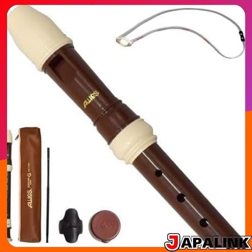 Flauta doce soprano Toyama Musical Instruments AULOS Bel Canto, estilo alemão 104A (G), com alça de pescoço para flauta