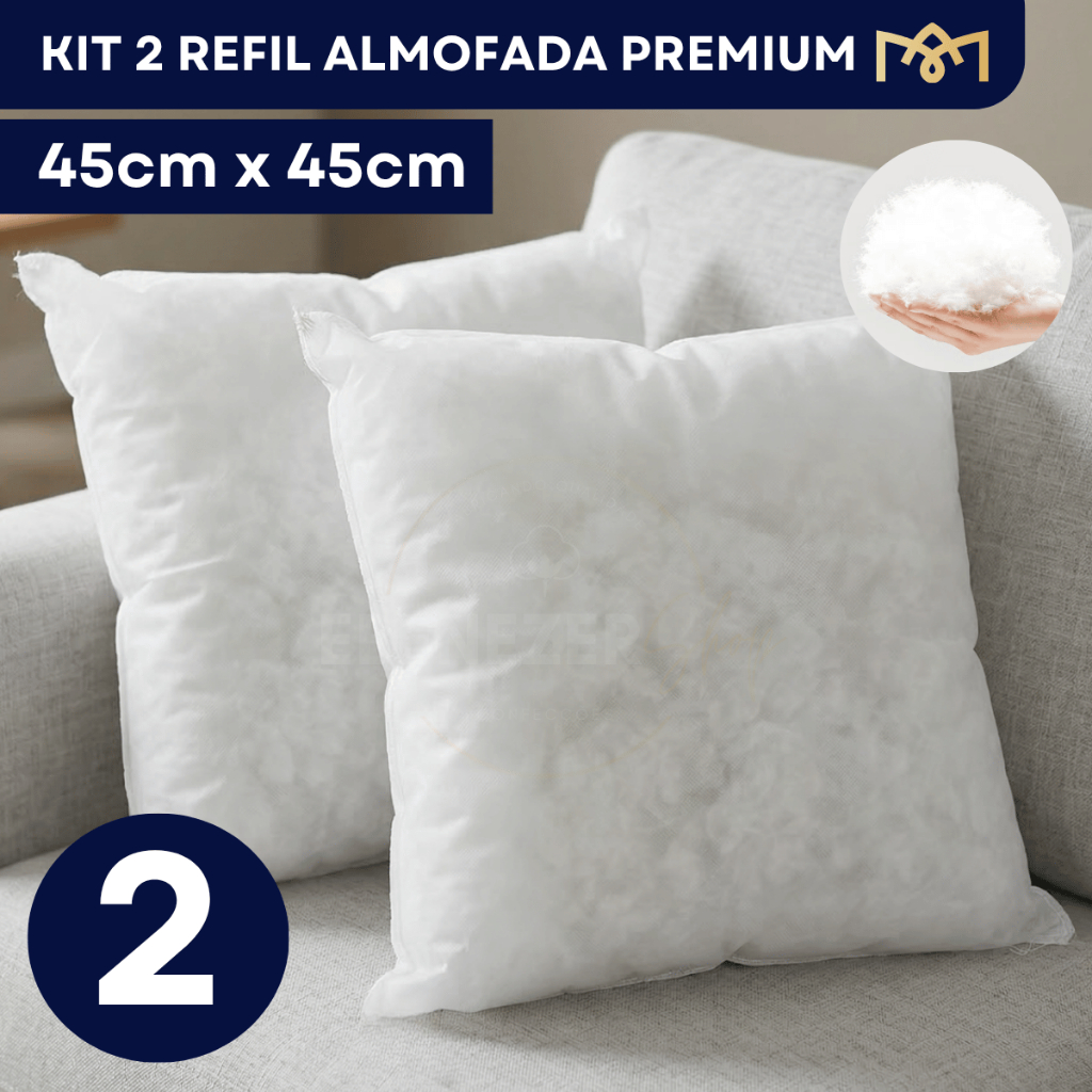Kit 2 Enchimento de Almofada Decoração 45x45 Fibra Siliconada Antimofo Silicone Antialérgico Premium
