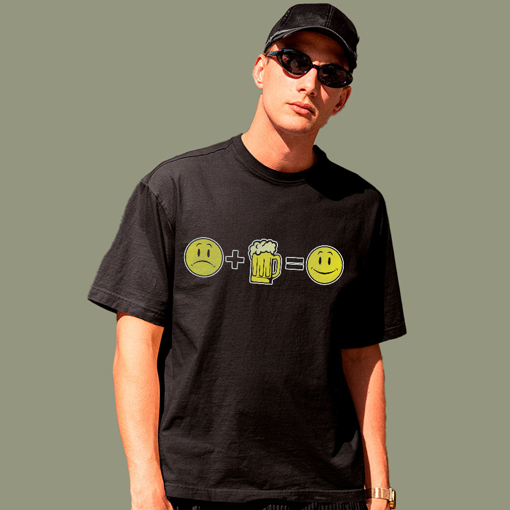 Camiseta Happy Beer Engraçada 100% Algodão Premium Unissex Estampada Cerveja Casual