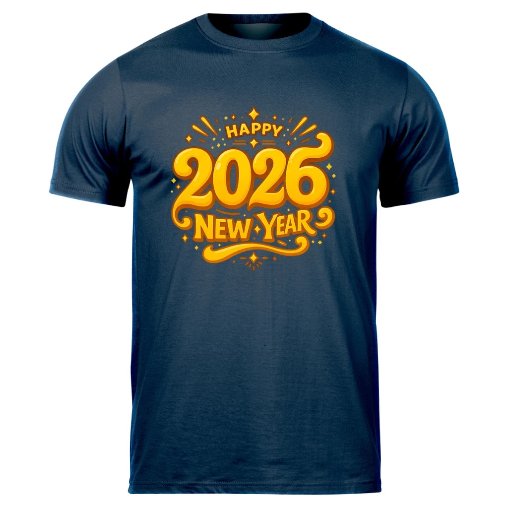 Camiseta Plus Size Curve Estampada Feliz Ano Novo 2026 Happy New Year Masculina Feminina Tam. Espec.  promoçao