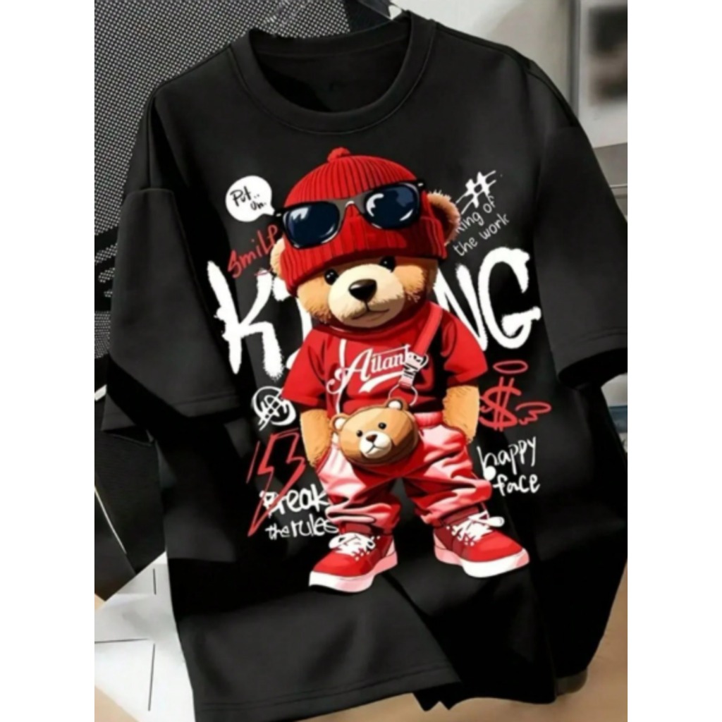 POLAR BEAR POLAR BEAR Camisa masculina urso modelo novo camisa de algodão  lançamento conforto Estampado Happy Face E