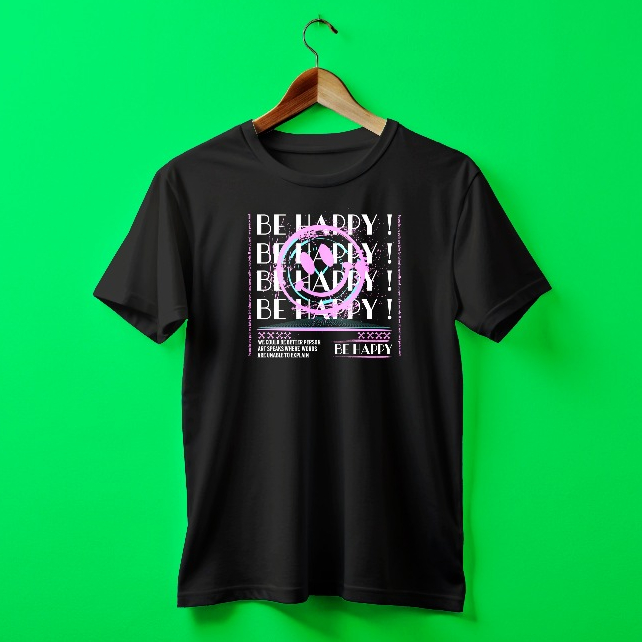 Camiseta Blusa Unissex Estampada Be Happy Streetwear Estilosa- 100% Algodão Cores
