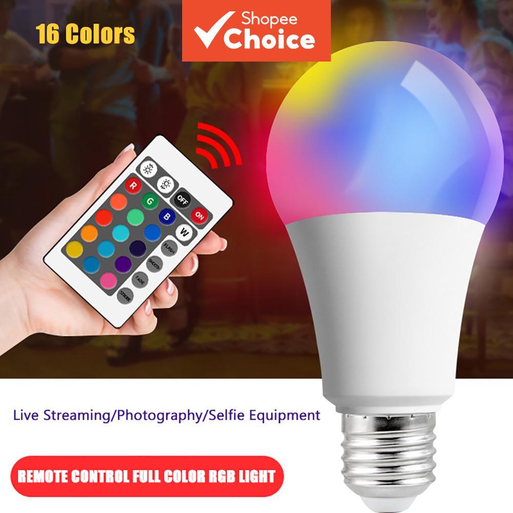 Interruptor Inteligente LED RGB Lâmpada AC 220V 230V E27 Bombillas Ir Controle Sem Fio Mutável Colorido Rgbw