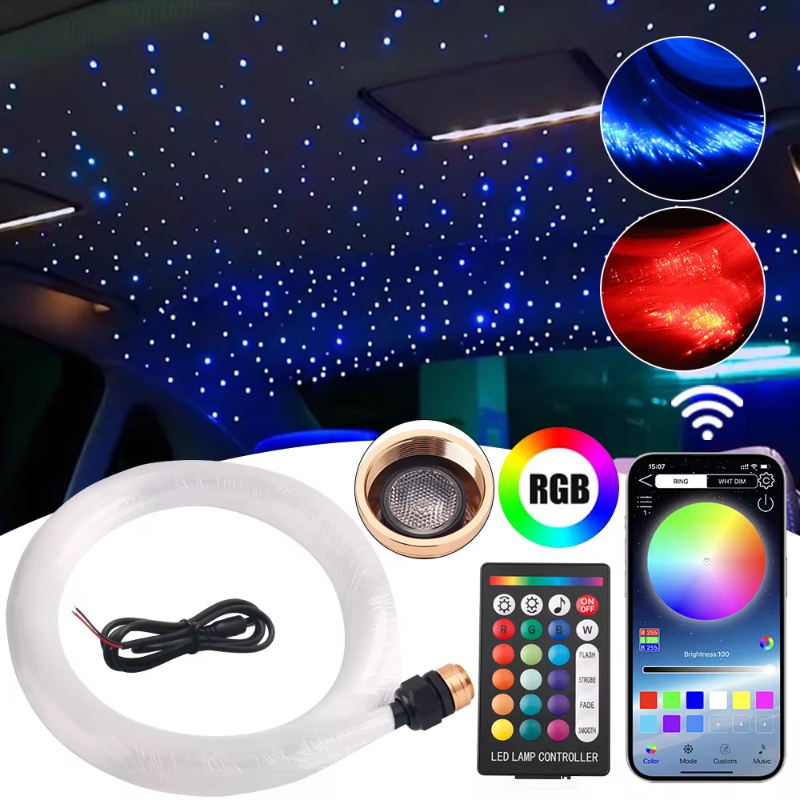 400/500 Pçs Fibra Óptica 16W Céu Estrelado RGBW LED Luz Estrela Meteoro Fluindo Controle De Música Teto Do Carro Telhado